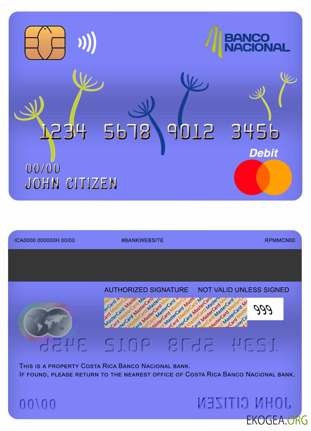 Carte de débit principale de la banque Banco Nacional du Costa Rica